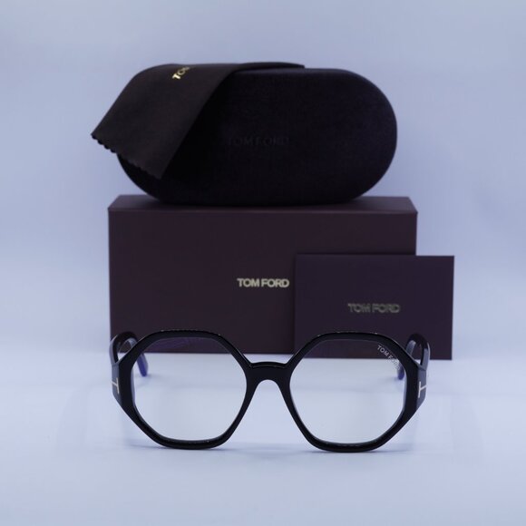 Tom Ford FT5967-B 001 Geometric Eyeglasses 53mm – Black/Blue Light Block - Picture 3 of 8